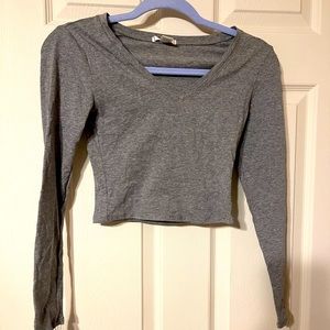 Fashion Nova Long Sleeve Grey Crop